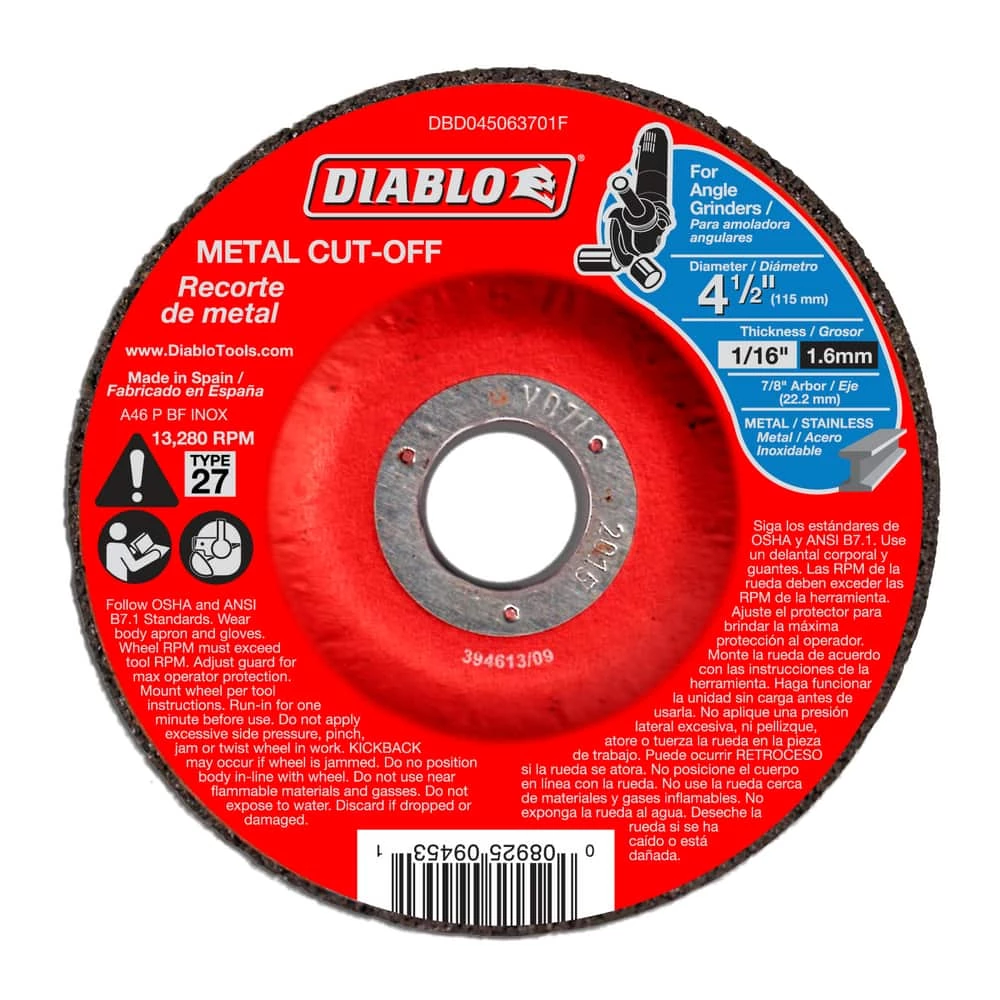 Wholesale π Diablo Tools 4-1/2 in. Aluminum Oxide Cut-Off Disc π 3 Wholesale π Diablo Tools 4-1/2 in. Aluminum Oxide Cut-Off Disc π