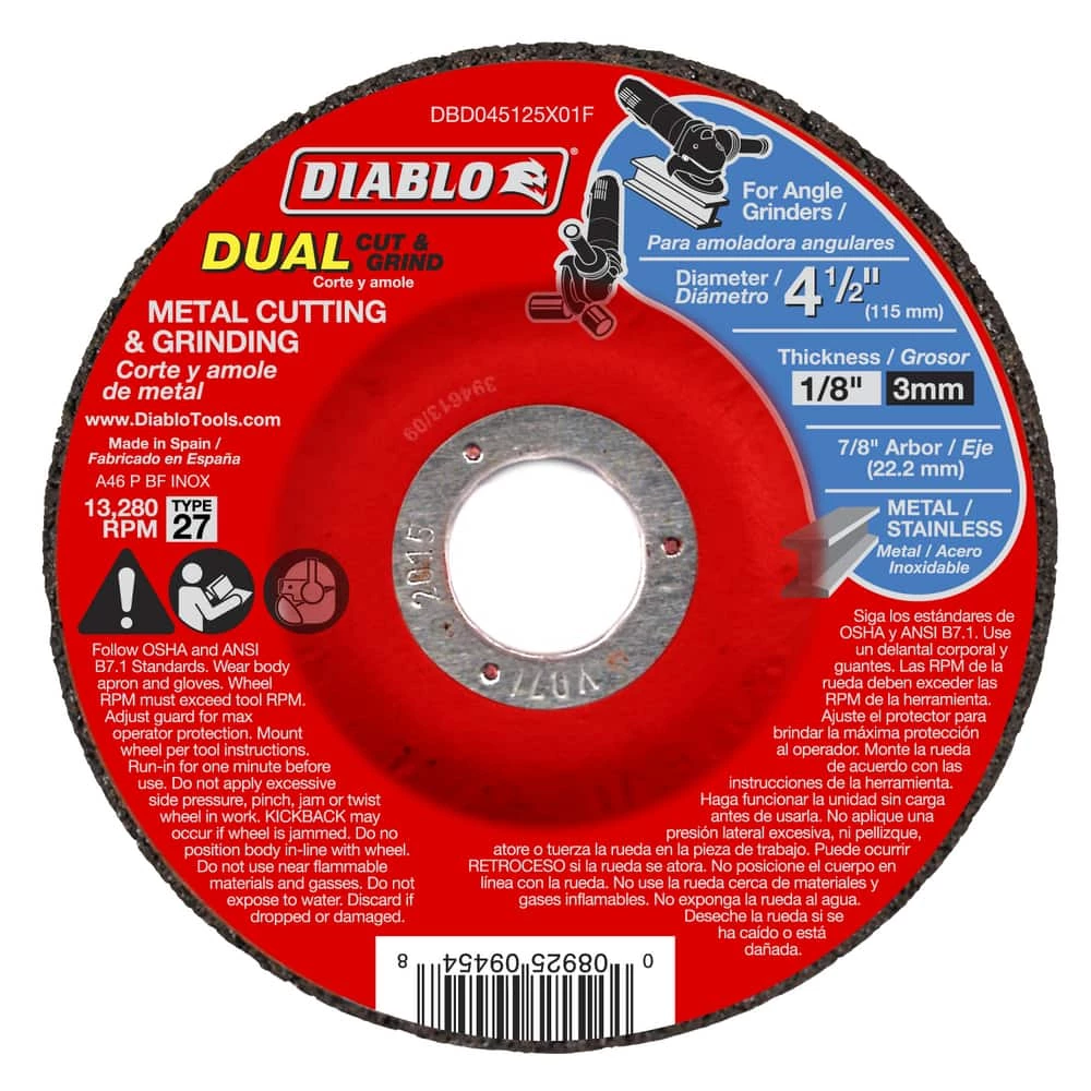 Hot Sale π Diablo Tools 4-1/2 in. Aluminum Oxide Dual Cut and Grind Disc β€οΈ 3 Hot Sale π Diablo Tools 4-1/2 in. Aluminum Oxide Dual Cut and Grind Disc β€οΈ